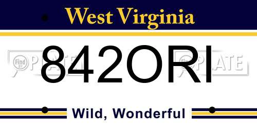 842ORI West Virginia License Plate