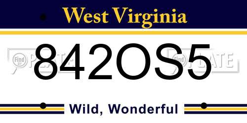 842OS5 West Virginia License Plate
