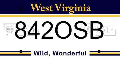 842OSB West Virginia License Plate