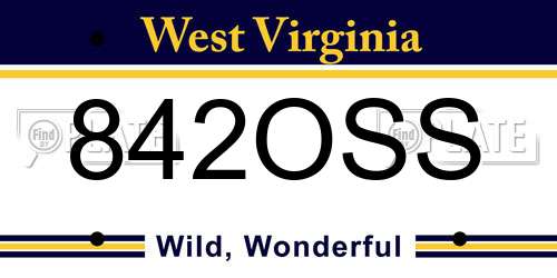 842OSS West Virginia License Plate