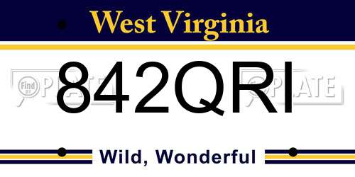 842QRI West Virginia License Plate