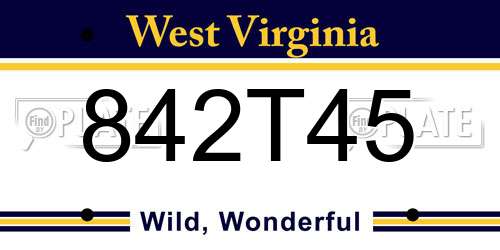 842T45 West Virginia License Plate