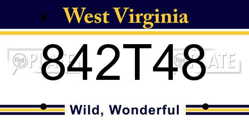 842T48 West Virginia License Plate