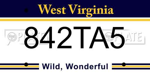 842TA5 West Virginia License Plate