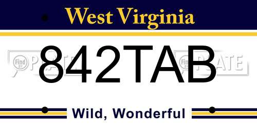 842TAB West Virginia License Plate