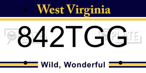 842TGG West Virginia License Plate