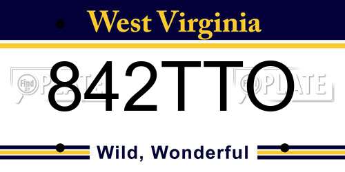 842TTO West Virginia License Plate