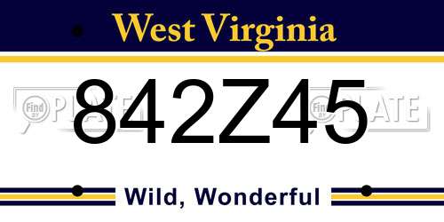 842Z45 West Virginia License Plate