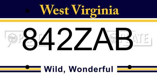 842ZAB West Virginia License Plate