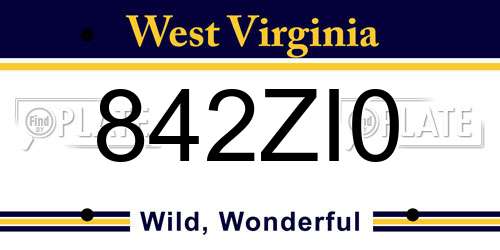 842ZI0 West Virginia License Plate