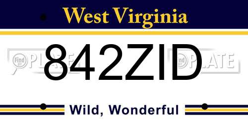 842ZID West Virginia License Plate
