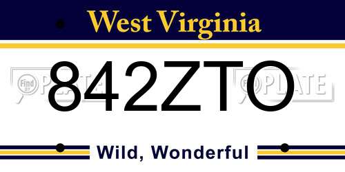 842ZTO West Virginia License Plate