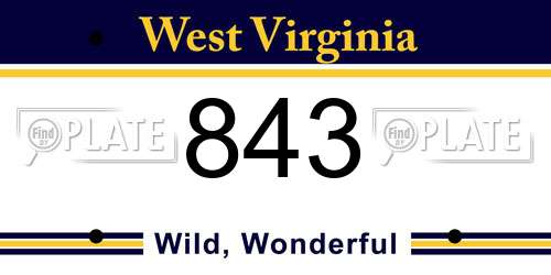 843 West Virginia License Plate