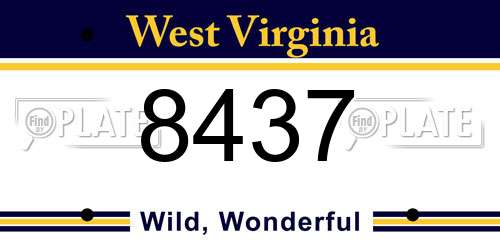 8437 West Virginia License Plate