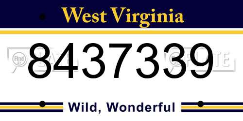 8437339 West Virginia License Plate