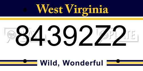 84392Z2 West Virginia License Plate