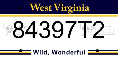84397T2 West Virginia License Plate