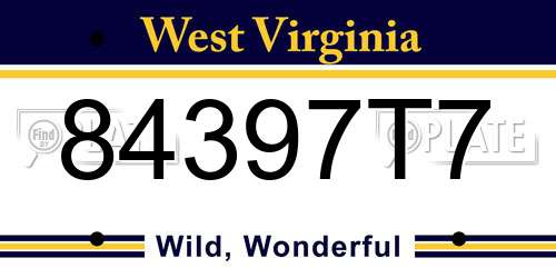 84397T7 West Virginia License Plate