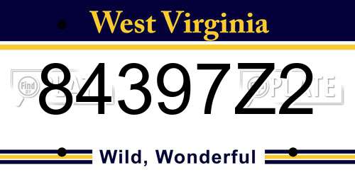 84397Z2 West Virginia License Plate