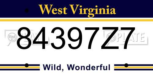84397Z7 West Virginia License Plate