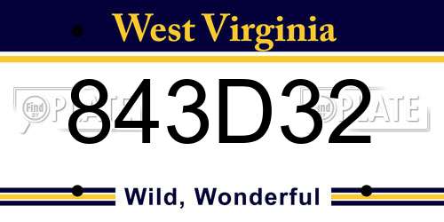 843D32 West Virginia License Plate