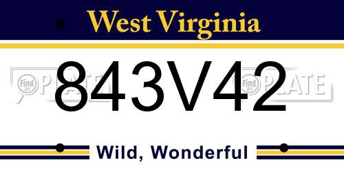 843V42 West Virginia License Plate