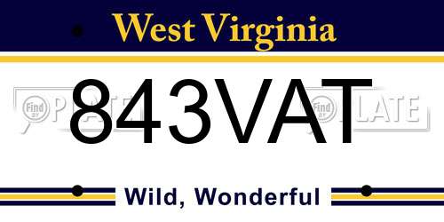 843VAT West Virginia License Plate