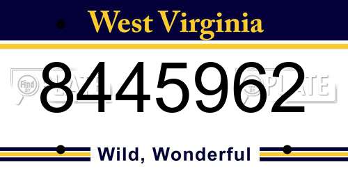 8445962 West Virginia License Plate