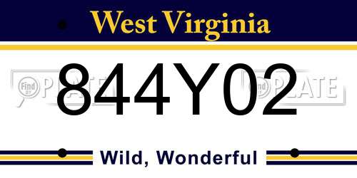 844Y02 West Virginia License Plate