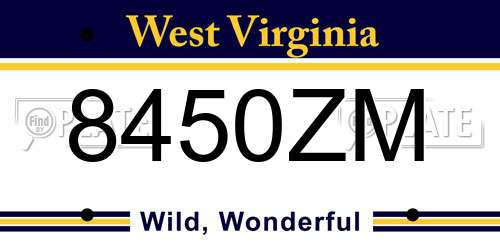 8450ZM West Virginia License Plate
