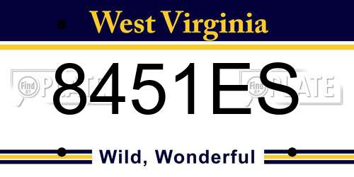 8451ES West Virginia License Plate