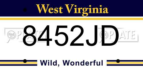 8452JD West Virginia License Plate