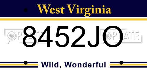 8452JO West Virginia License Plate