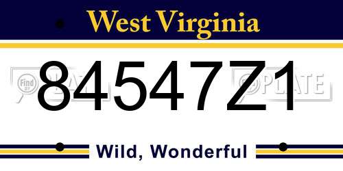 84547Z1 West Virginia License Plate