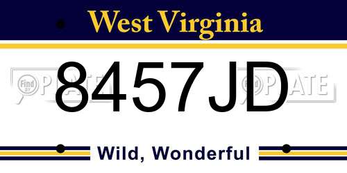 8457JD West Virginia License Plate
