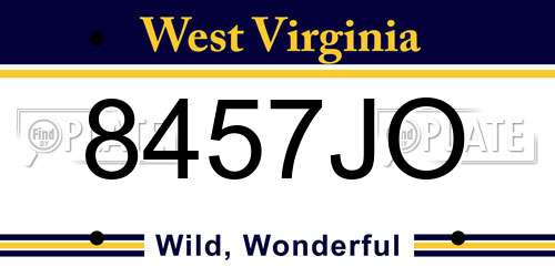 8457JO West Virginia License Plate