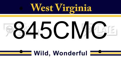 845CMC West Virginia License Plate
