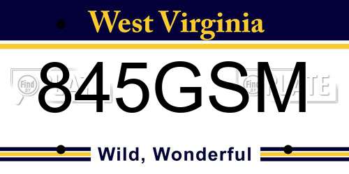 845GSM West Virginia License Plate