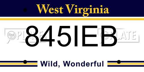845IEB West Virginia License Plate
