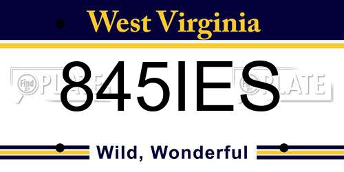 845IES West Virginia License Plate