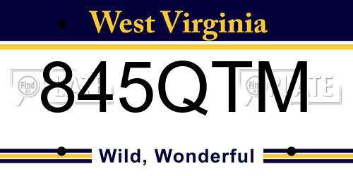 845QTM West Virginia License Plate