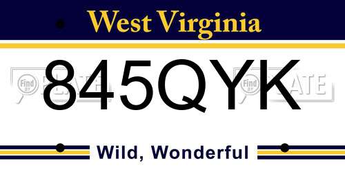 845QYK West Virginia License Plate
