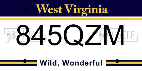 845QZM West Virginia License Plate