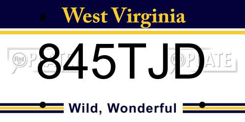 845TJD West Virginia License Plate