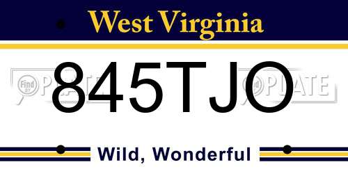 845TJO West Virginia License Plate