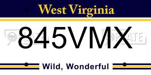 845VMX West Virginia License Plate