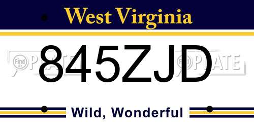 845ZJD West Virginia License Plate