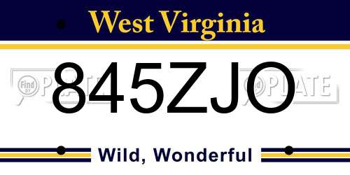 845ZJO West Virginia License Plate