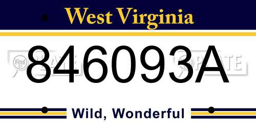 846093A West Virginia License Plate