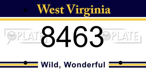 8463 West Virginia License Plate